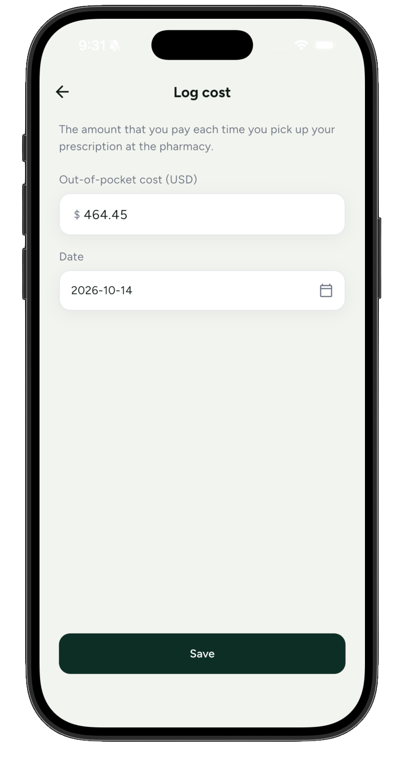 Qare app Cost screen